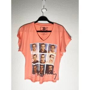 Doe Women's Keith Haring Photo Grid/Signature Short Sleeve Pink Cropped T-Shirt
